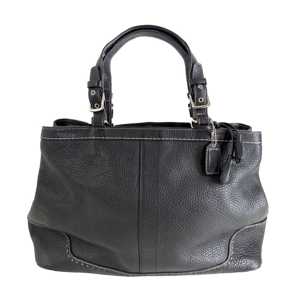 Coach No J04S-5749 Black Pebbled Leather Carryall Biz Tote 14" L x 11" H x 5.5"W